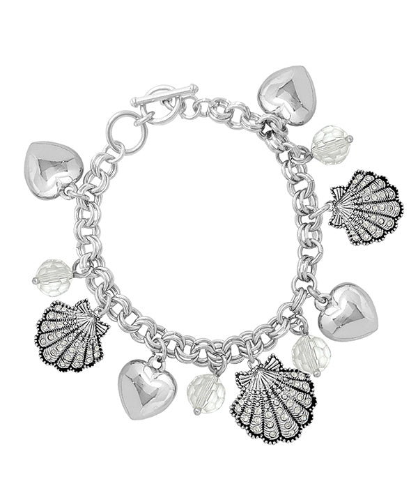 SEALIFE THEME MULTI CHARM TOGGLE BRACELET - SHELL