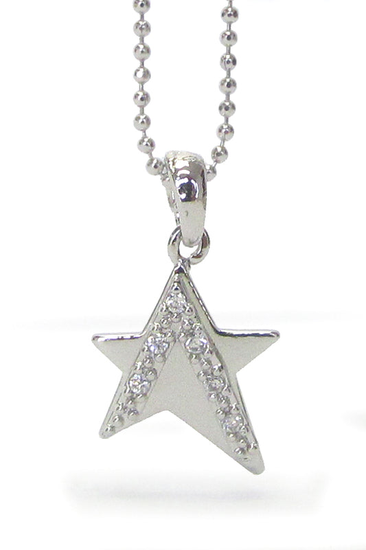 MADE IN KOREA WHITEGOLD PLATING CRYSTAL STAR PENDANT NECKLACE