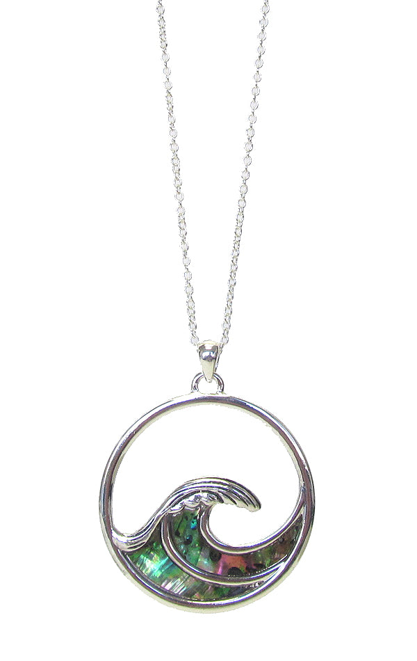 ABALONE WAVE PENDANT NECKLACE