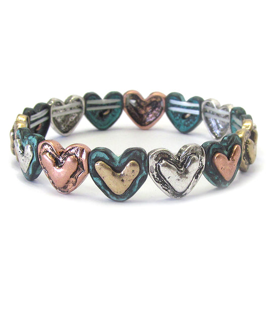 MULTI HEART LINK STRETCH BRACELET