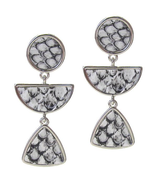 ANIMAL PRINT GEOMETIC SHAPE DROP EARRING