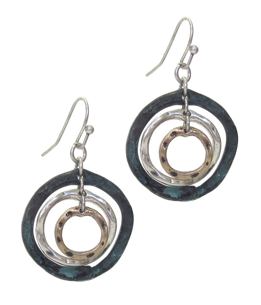 TRIPLE METAL HOOP EARRING