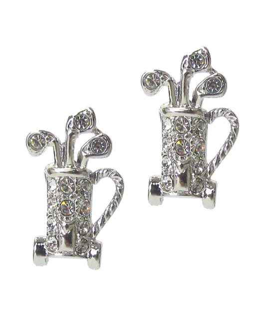 MADE IN KOREA WHITEGOLD PLATING CRYSTAL GOLF BAG EARRING