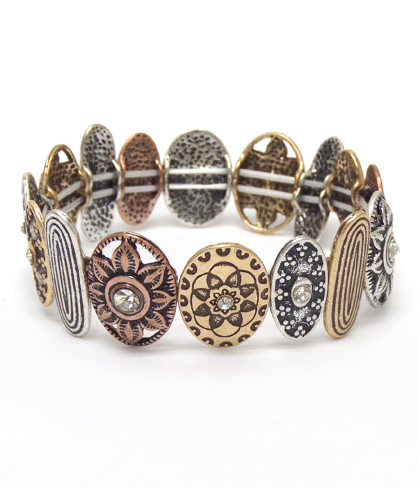 MULTI METAL TEXTURED DESIGNS BRACELET