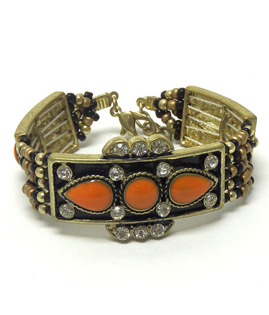 ETHNIC AND SEED BEAD METAL BRACELET