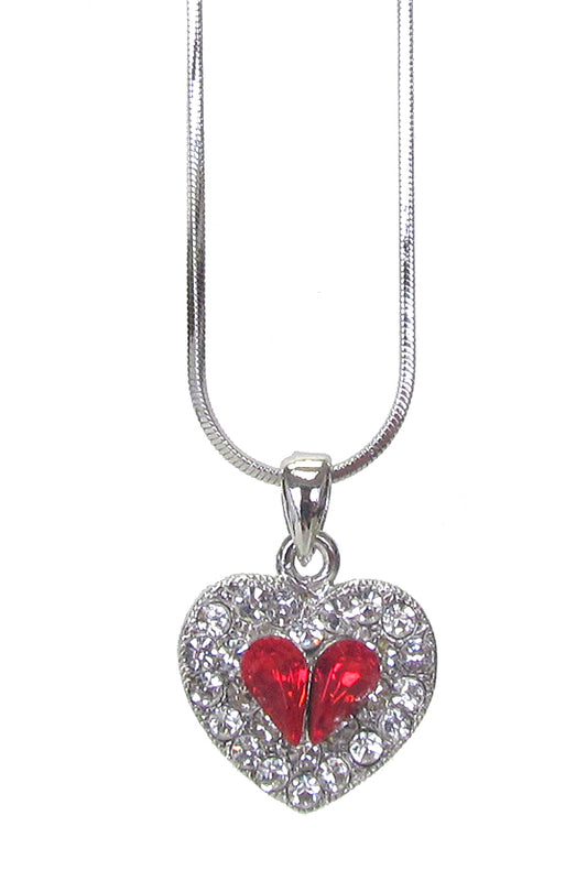 MADE IN KOREA WHITEGOLD PLATING CRYSTAL HEART PENDANT NECKLACE