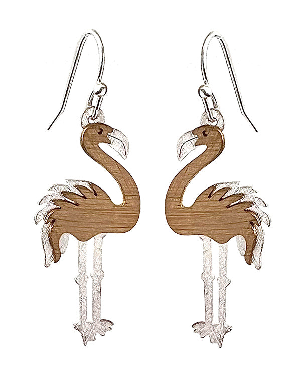 SCRATCH METAL FLAMINGO EARRING - BRASS