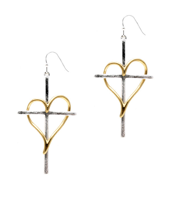 HEART AND CROSS EARRING