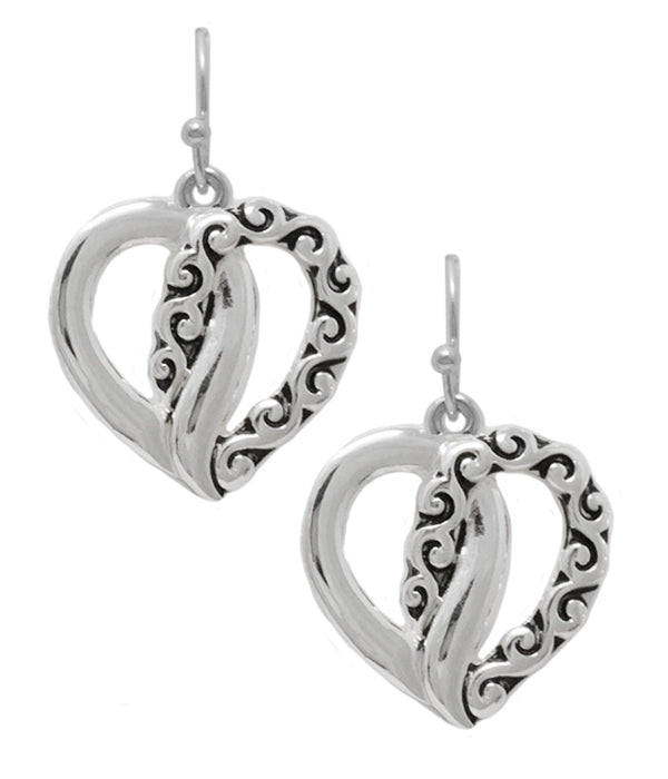 DESIGNER PATTERN HEART EARRING