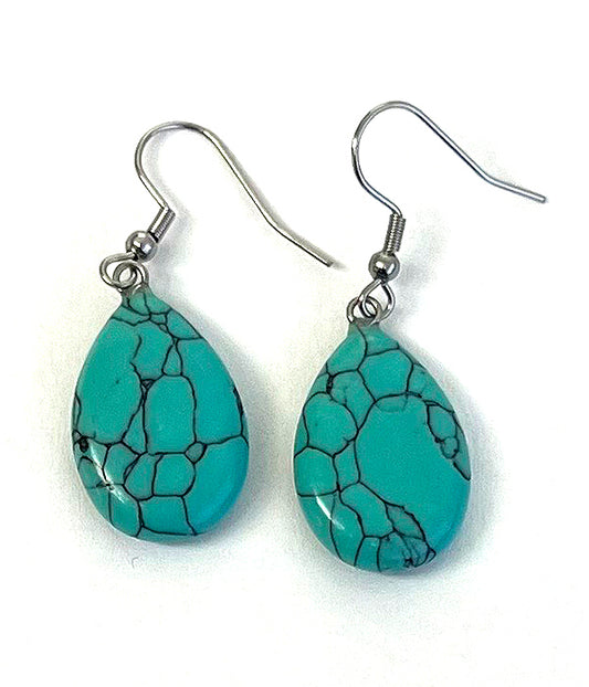 SEMI PRECIOUS STONE TEARDROP EARRING - TURQUOISE
