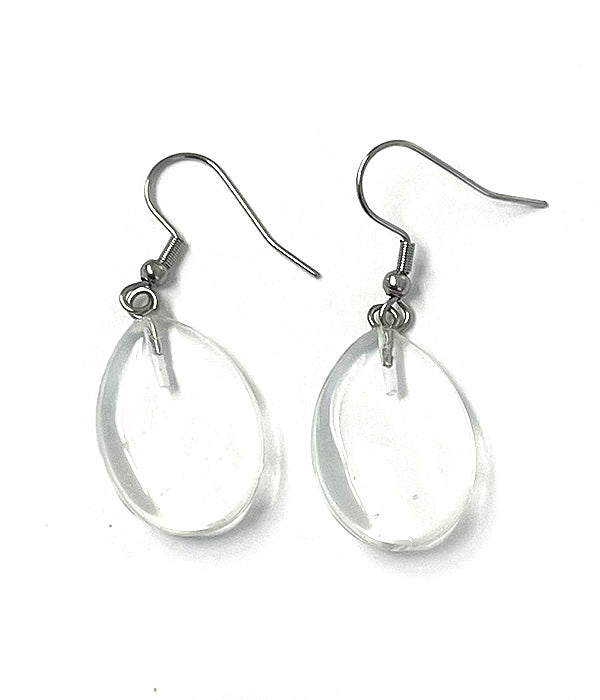 SEMI PRECIOUS STONE TEARDROP EARRING - CRYSTAL
