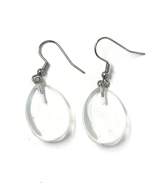 SEMI PRECIOUS STONE TEARDROP EARRING - CRYSTAL