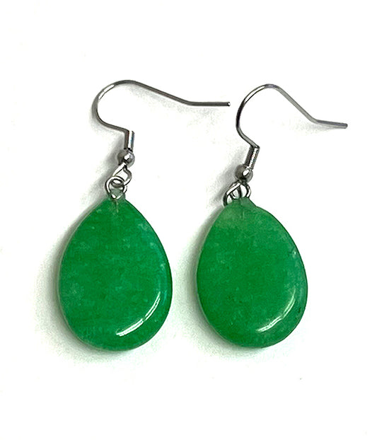 SEMI PRECIOUS STONE TEARDROP EARRING - AVENTURINE