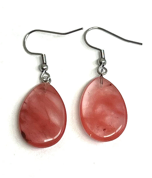 SEMI PRECIOUS STONE TEARDROP EARRING - RED JASPER