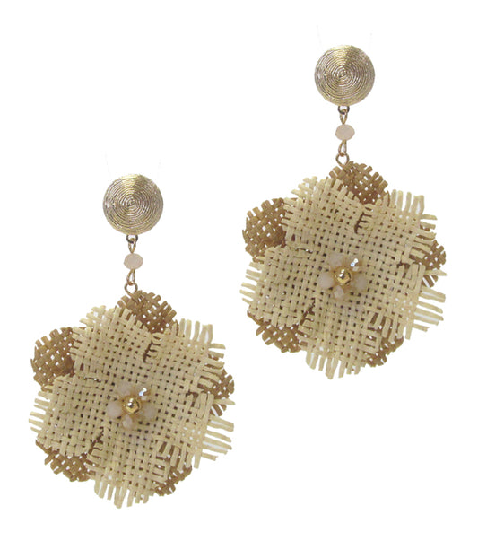 FABRIC FLOWER DROP EARRING