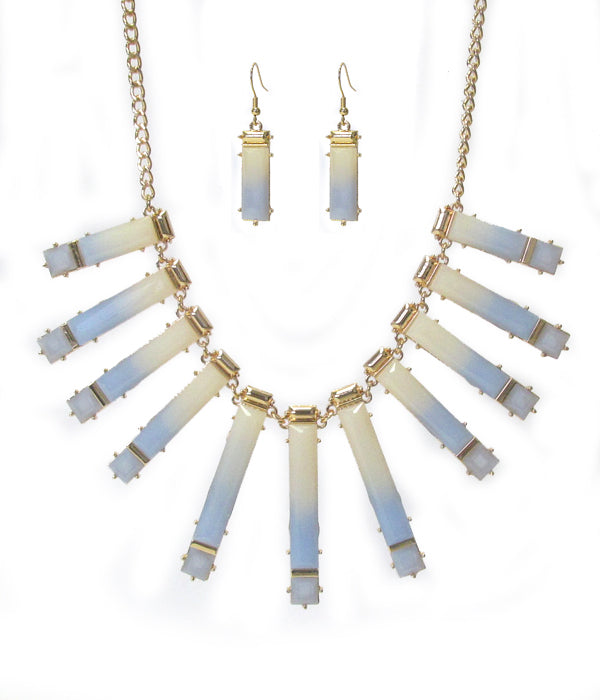 GRADIENT ACRYLIC BAR TRIBAL STYLE NECKLACE SET