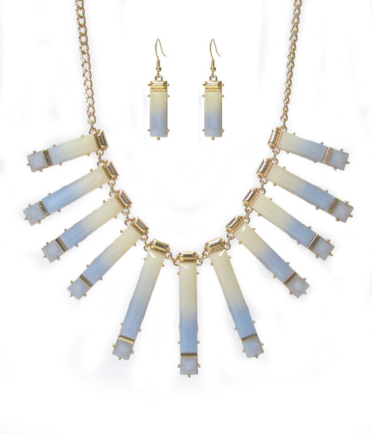 GRADIENT ACRYLIC BAR TRIBAL STYLE NECKLACE SET