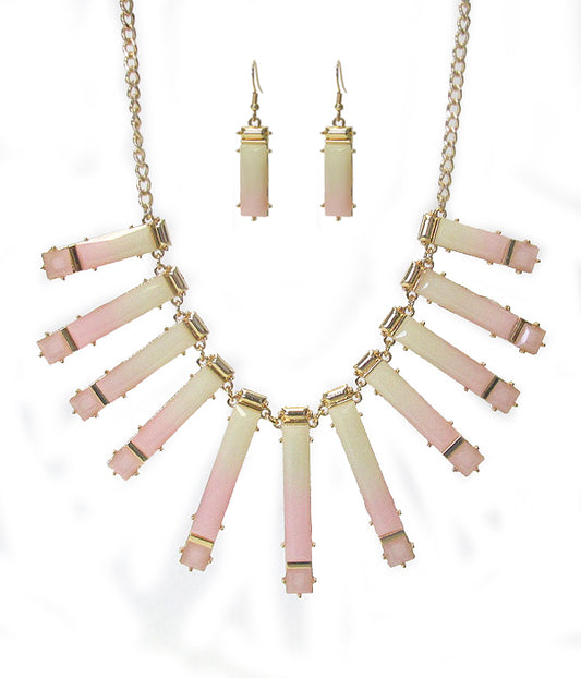 GRADIENT ACRYLIC BAR TRIBAL STYLE NECKLACE SET