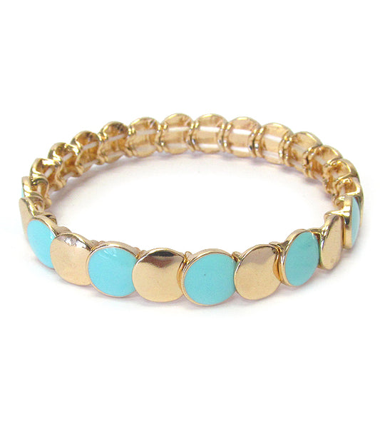 EPOXY METAL DISC LINK STRETCH BRACELET