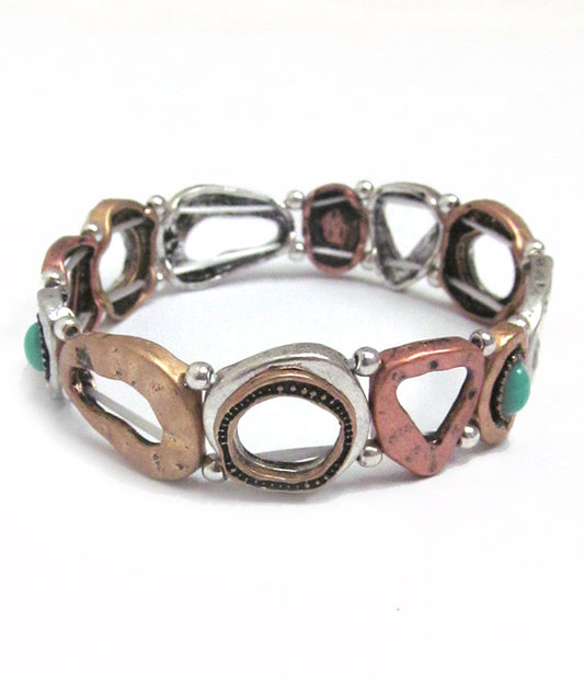 VINTAGE RUSTIC METAL LINKED BRACELET