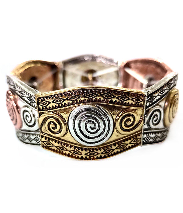 VINTAGE METAL SWIRL TEXTURED STRETCH BRACELET