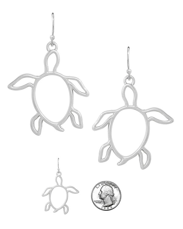 SEALIFE THEME METAL WIRE ART EARRING - TURTLE