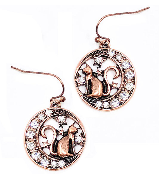 PET LOVERS THEME MOON AND CAT EARRING