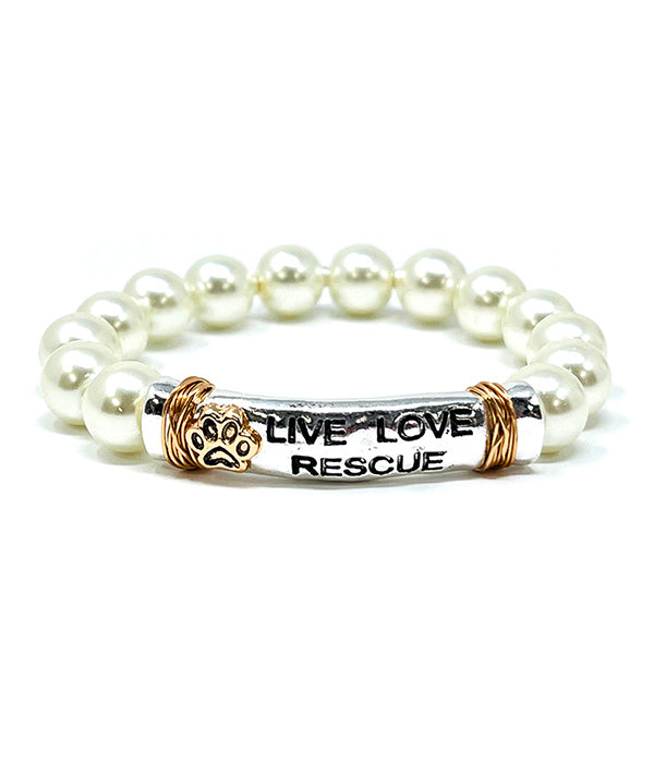 MULTI PEARL INSPIRATION STRETCH BRACELET - LIVE LOVE RESCUE