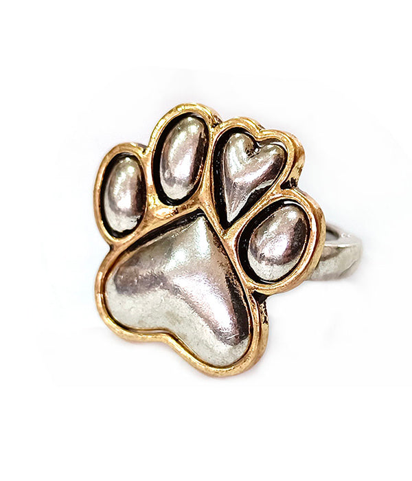 PET LOVERS THEME PAW PRINT STRETCH RING