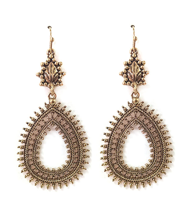 METAL FILIGREE TEARDROP EARRING
