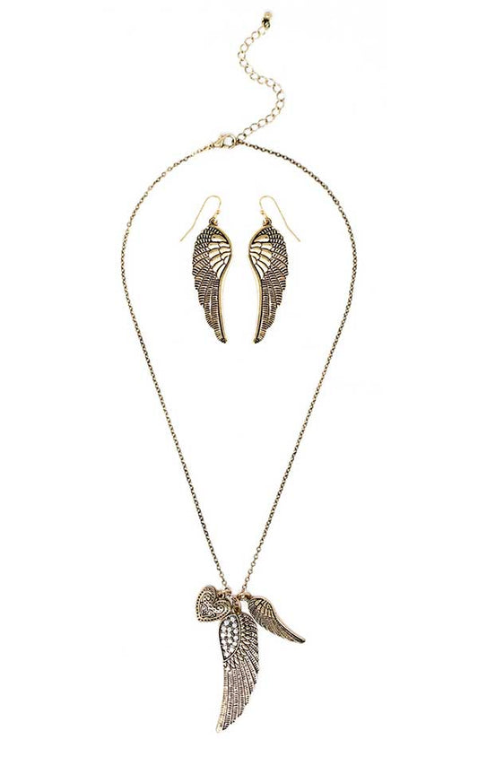 ANGEL WING PENDANT NECKLACE SET