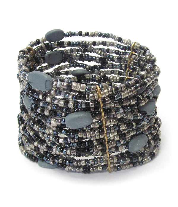 MULTI LAYER SEED BEAD STRETCH BRACELET