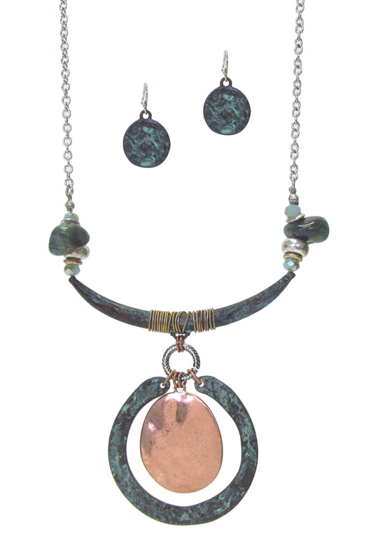 METAL DISC PENDANT NECKLACE SET