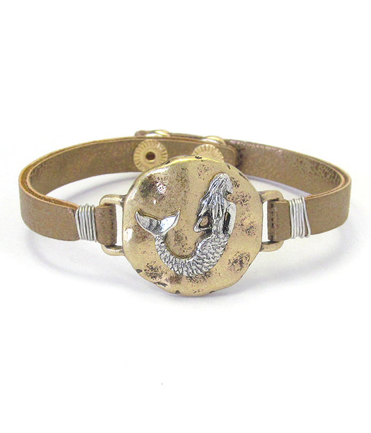 MERMAID AND LEATHER BAND BRACELET