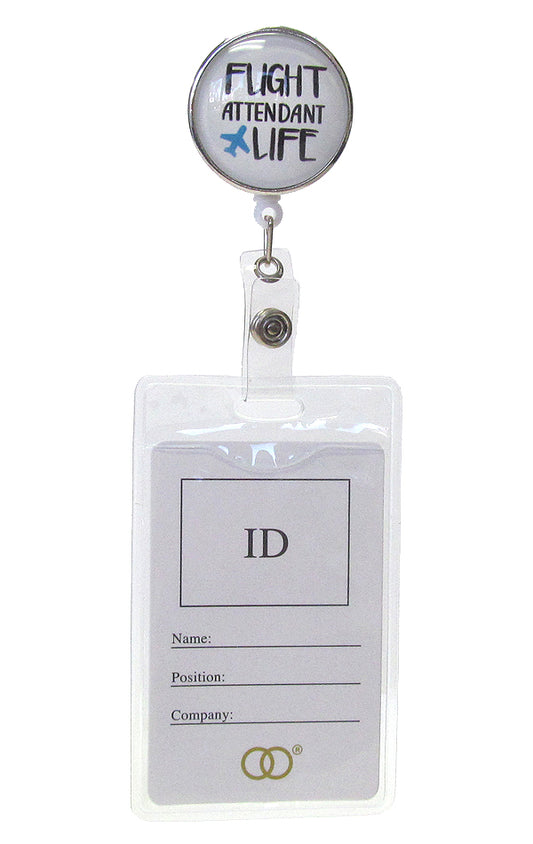 CLIP BACK RETRACTABLE REEL CABOCHON ID HOLDER - FLIGHT ATTENDANT LIFE