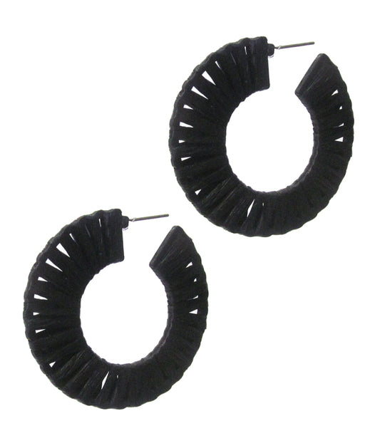 RAFFIA WRAP HOOP EARRING