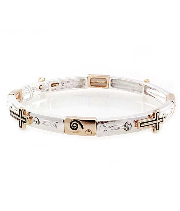 RELIGIOUS INSPIRATION MULTI CROSS STRETCH BRACELET