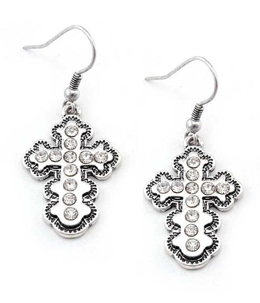 CRYSTAL CROSS EARRING