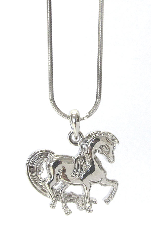 MADE IN KOREA WHITEGOLD PLATING HORSE PENDANT NECKLACE