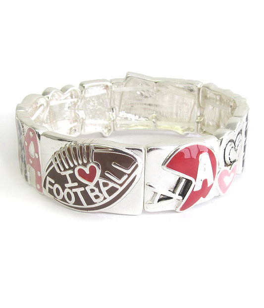 HOUNDTOOTH FOOTBALL THEME STRETCH BRACELET - I LOVE FOOTBALL