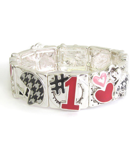 HOUNDTOOTH FOOTBALL THEME STRETCH BRACELET - LOVE