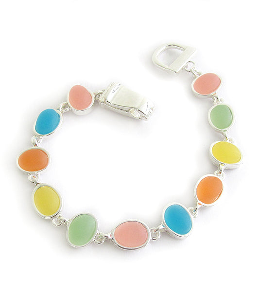 SEALIFE THEME MULTI SEAGLASS LINK MAGNETIC BRACELET sea glass