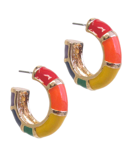 ENAMEL PAINT HOOP EARRING