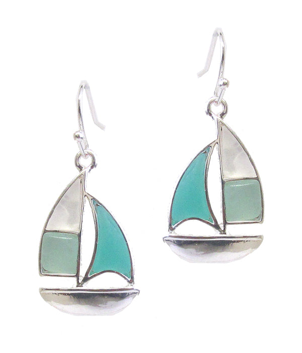 SEALIFE THEME SEA GLASS EARRING - BOAT