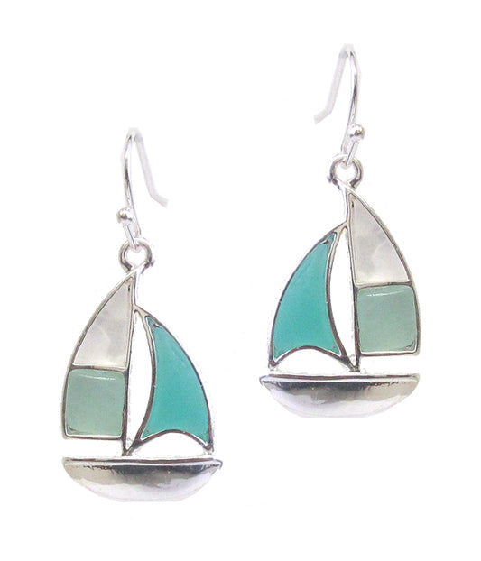SEALIFE THEME SEA GLASS EARRING - BOAT