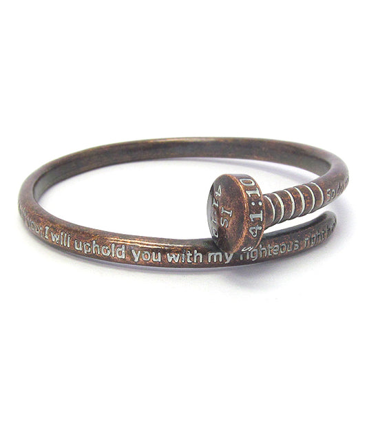 RELIGIOUS INSPIRATION MESSAGE NAIL BANGLE BRACELET - IS 41:10