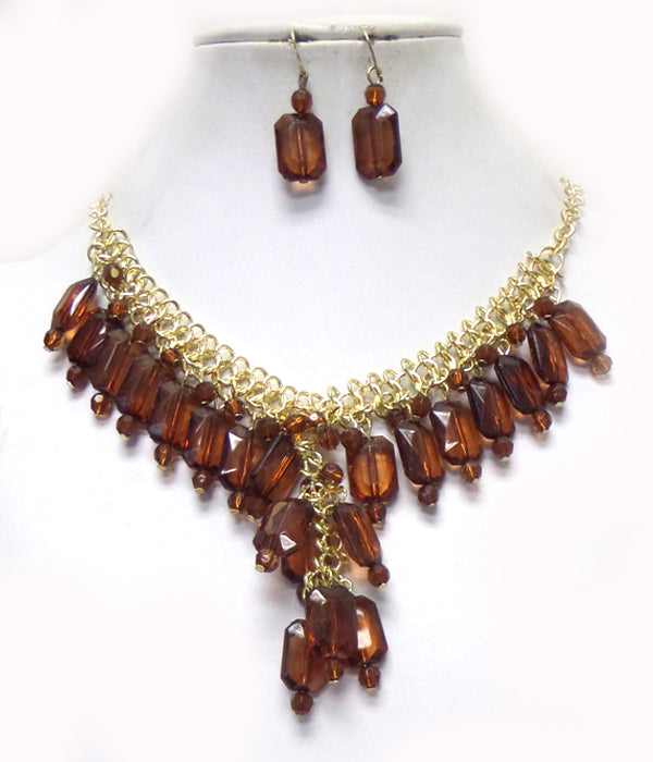 CHAIN ACRYLIC DROP NECKLACE SET