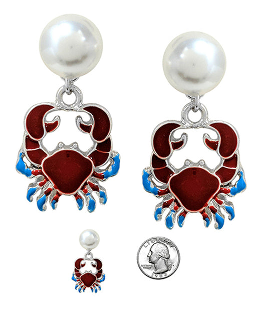 PEARL AND EPOXY CRAB EARRING