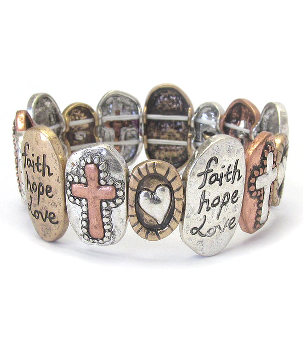 RELIGIOUS INSPIRATION STRETCH BRACELET - FAITH HOPE LOVE