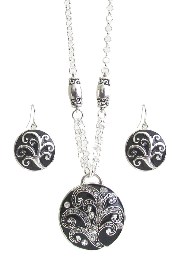 DESIGNER INSPIRATION EPOXY PUFFY DISC PENDANT NECKLACE SET